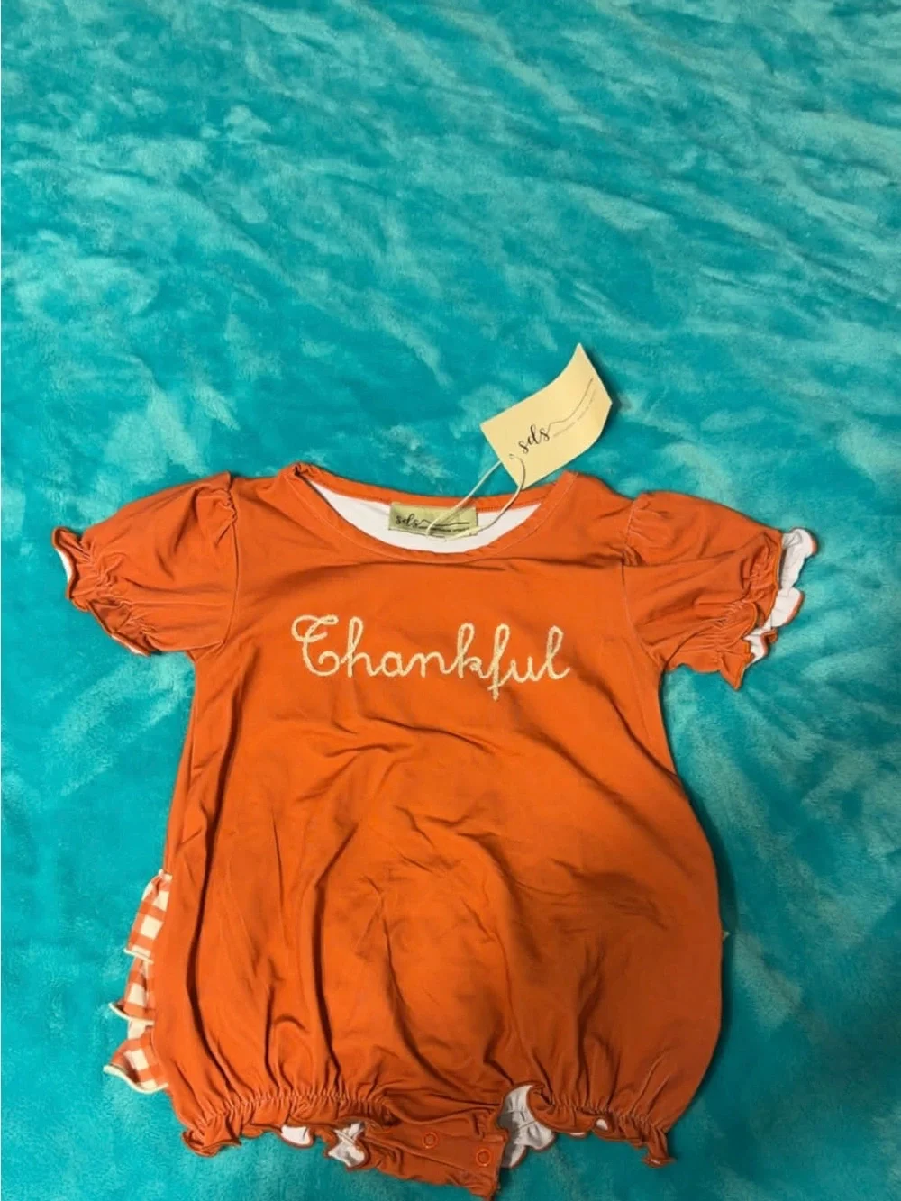 Kids 'Thankful' Orange Short Sleeve Bubble
